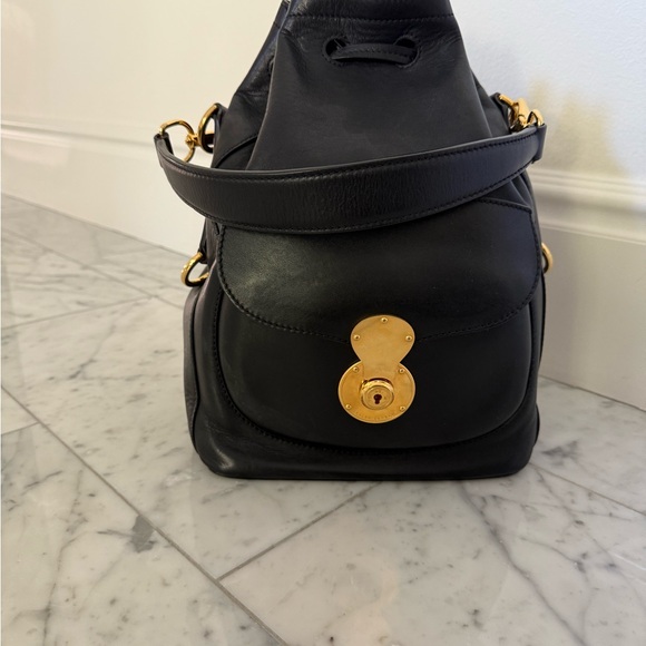 Ralph Lauren Black Ricki Bucket Crossbody Bag with Gold Hardware - Picture 1 of 9
